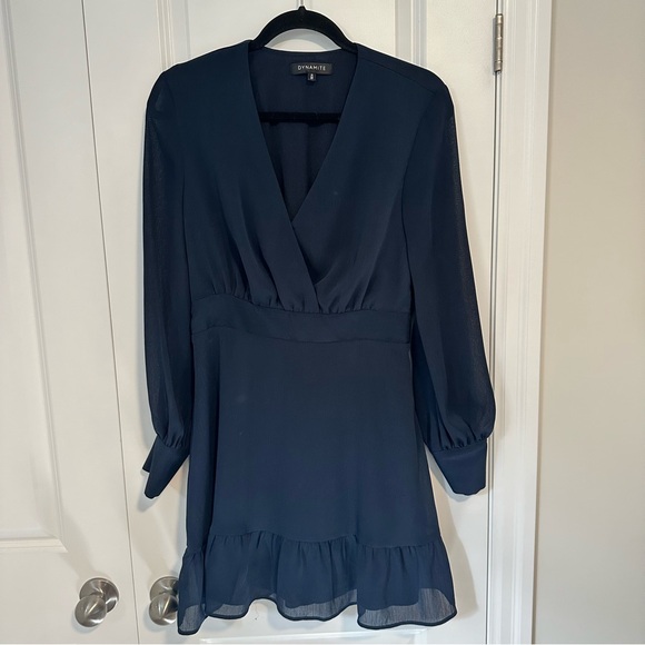 Dynamite long sleeve navy blue dress size medium - Picture 2 of 6